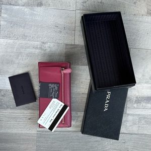 Pink Prada Fiocco Bow Saffiano Lux Long Wallet